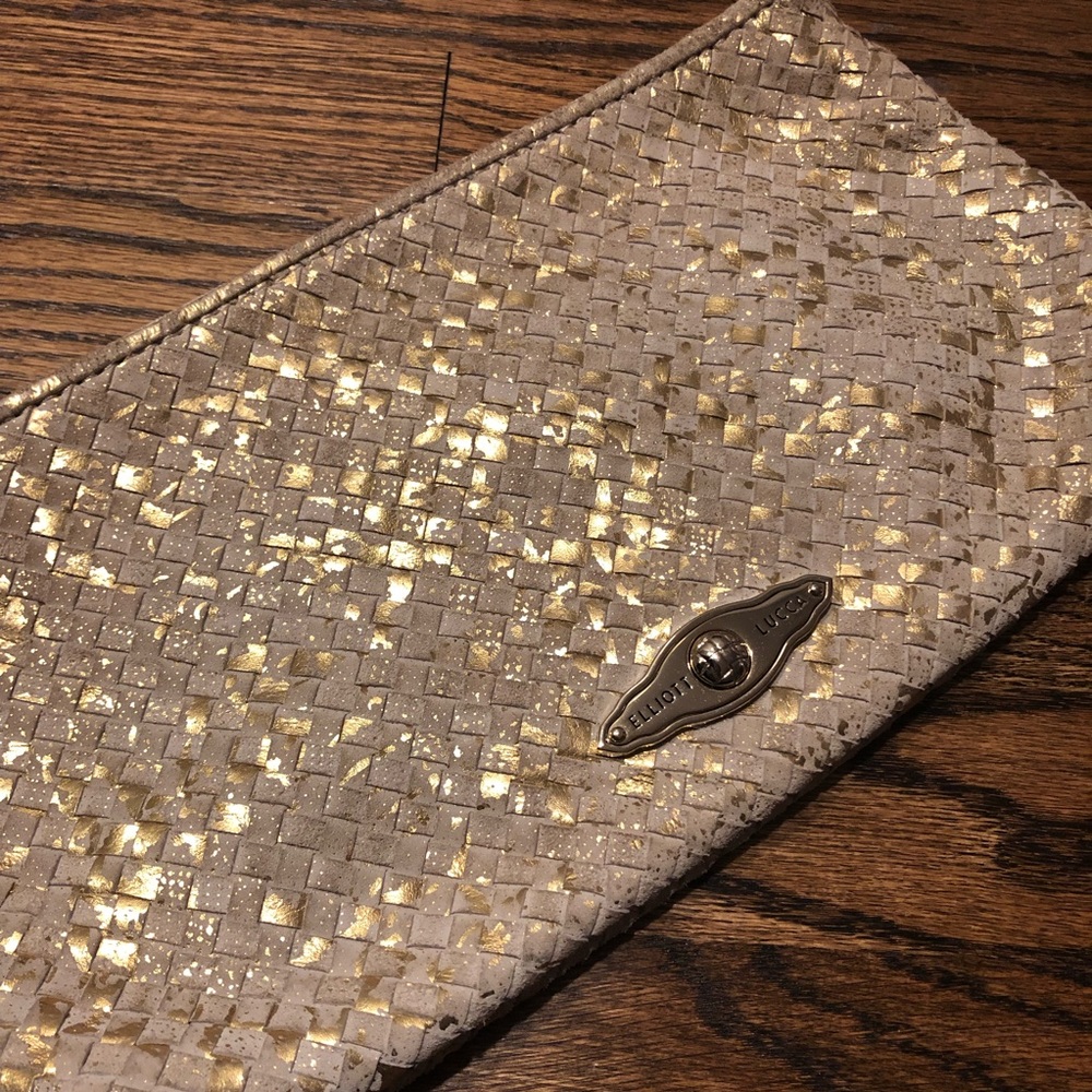 Elliott Lucca gold and ivory clutch